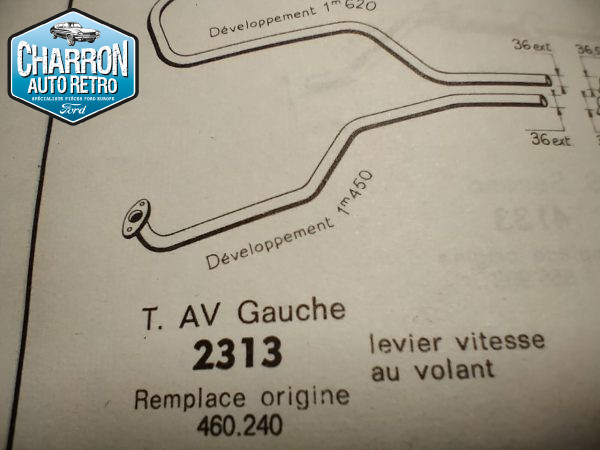 tube avant gauche sortie collecteur pour vitesse au volant P6 -ref: 0460240RO2313