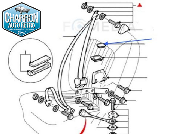 Cache ceinture de sécurité | Fiesta Mk1 05/76-08/83 | Ref : 6048879