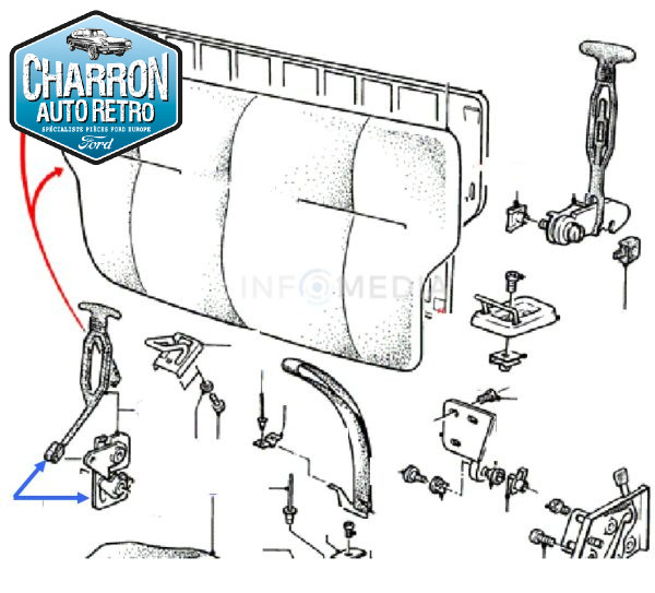 Gâche verrouillage dossier banquette arrière | Fiesta Mk2 et Escort Mk3 | Ref : 6159708