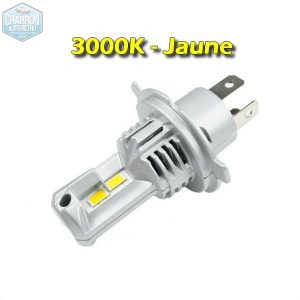 Ampoule H4 LED -- Couleur Jaune - 3000K - 10000 lumens - La Paire