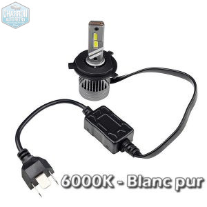 Ampoule H4 LED -- Couleur Blanc pur - 6000K - 15300 lumens - La Paire
