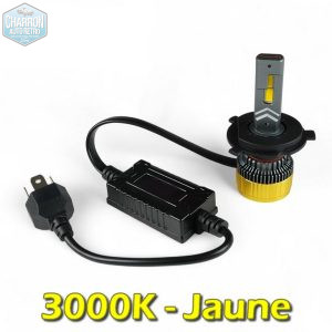 Ampoule H4 LED -- Couleur Jaune - 3000K - 20500 lumens - La Paire