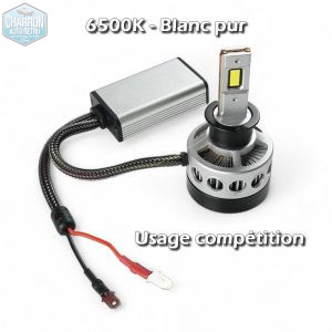 Ampoule H3 LED Compétition -- Couleur Blanc pur - 6500K - 32000 lumens -- La Paire