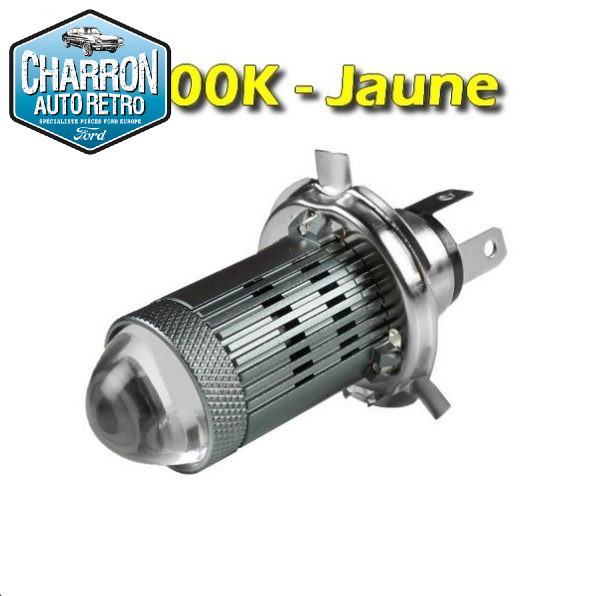 Ampoule H4 LED -- Couleur Jaune - 2500K - 1500 lumens - La Paire | Pour réflecteurs détériorés