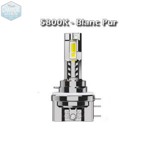 Ampoule H15 LED - Couleur blanc pur - 5800K - 9000 lumens -- La Paire